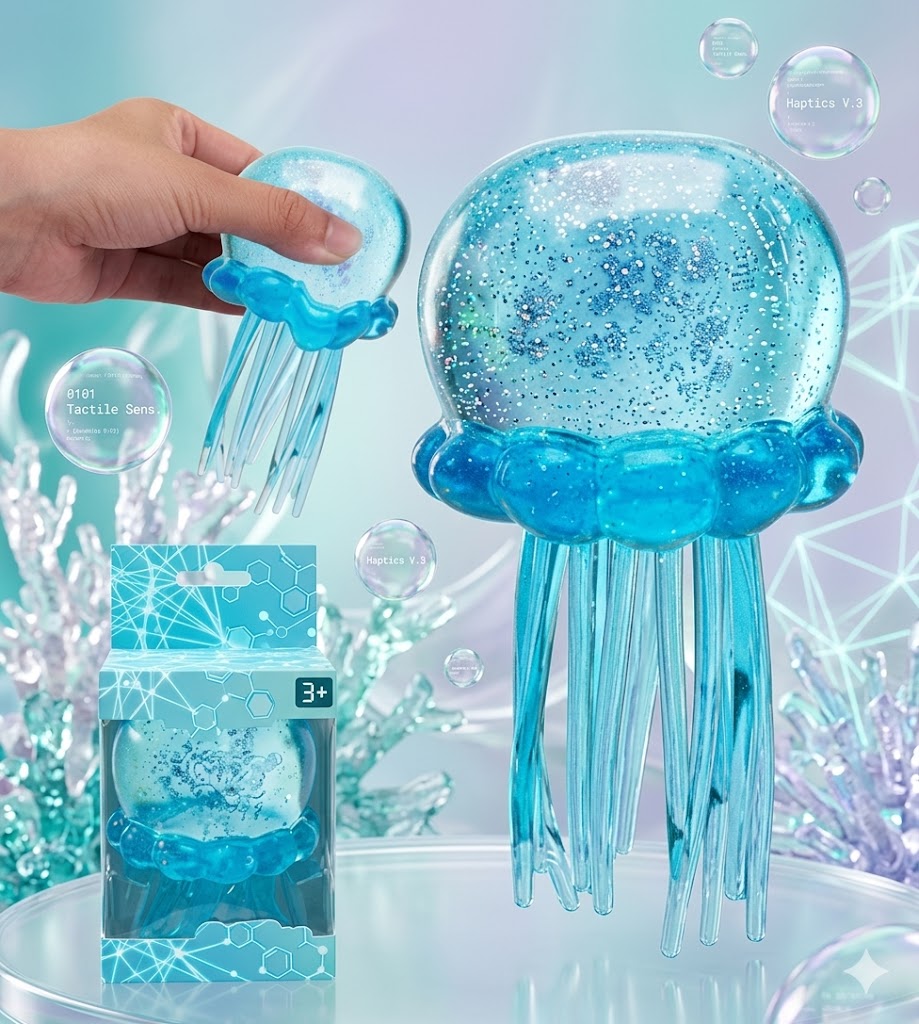 Silicone Jellyfish Stress Toy - Soft Water Octopus Squeeze Fidget for Anxiety Relief and Desktop Decor