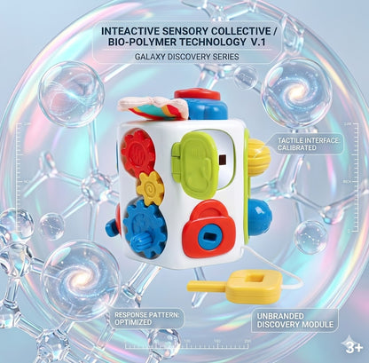 Toddler Travel Busy Board Cube - Portable Sensory Activity Toy for Airplane & Car - Quiet Learning Fidget Toy for Fine Motor Skills Development