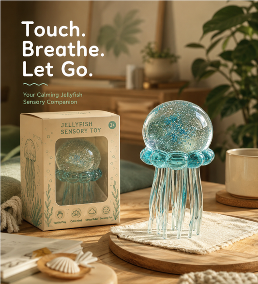 Glowing Jellyfish Sensory Fidget Companion - Liquid Motion & Tactile Stress Relief Desktop Decor