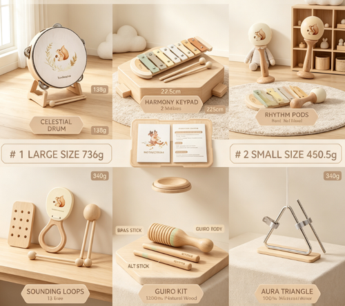 Interactive Wooden Animal Rattle & Tap Toy - Early Learning Percussion Instrument for Toddlers and Preschoolers