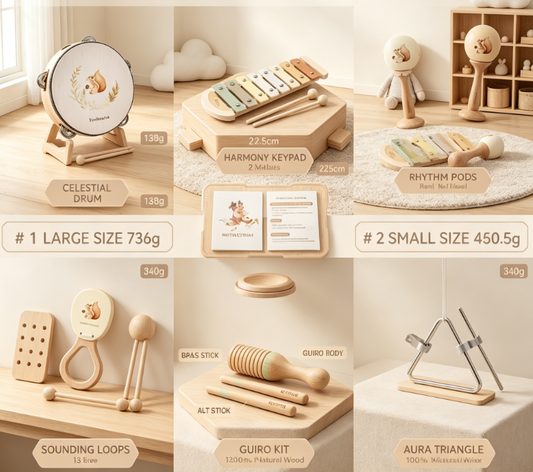 Interactive Wooden Animal Rattle & Tap Toy - Early Learning Percussion Instrument for Toddlers and Preschoolers