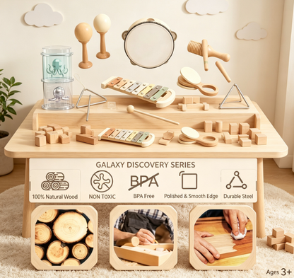 Interactive Wooden Animal Rattle & Tap Toy - Early Learning Percussion Instrument for Toddlers and Preschoolers
