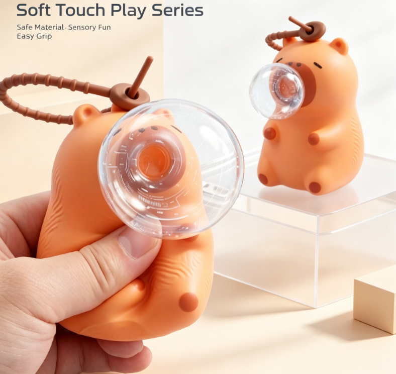Adorable Capybara Plush Bubble Pendant - Soft Decompression Toy Keychain and Car Interior Accessory