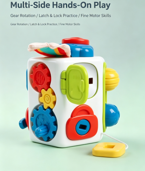 Compact Skill-Building Activity Cube - Screen-Free Travel Toy & Sensory Fidget Box for Young Children