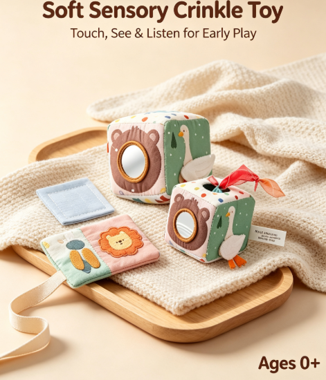 Interactive Baby Tissue Pulling Toy - Soft Sensory Learning Box & Finger Exercise Toy for Toddlers