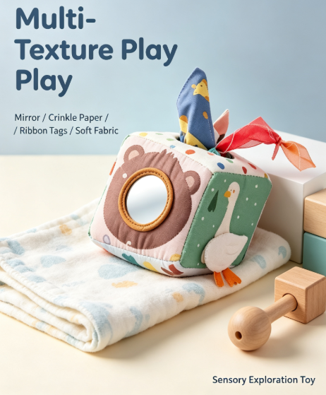 Interactive Baby Tissue Pulling Toy - Soft Sensory Learning Box & Finger Exercise Toy for Toddlers