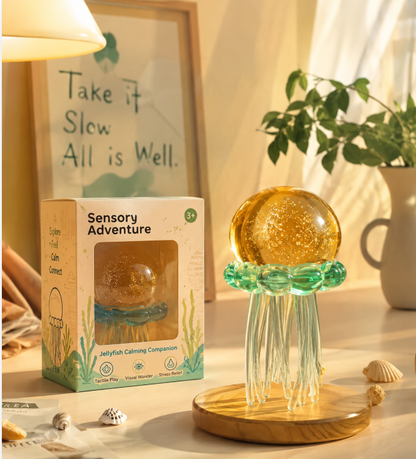 Glowing Jellyfish Sensory Fidget Companion - Liquid Motion & Tactile Stress Relief Desktop Decor